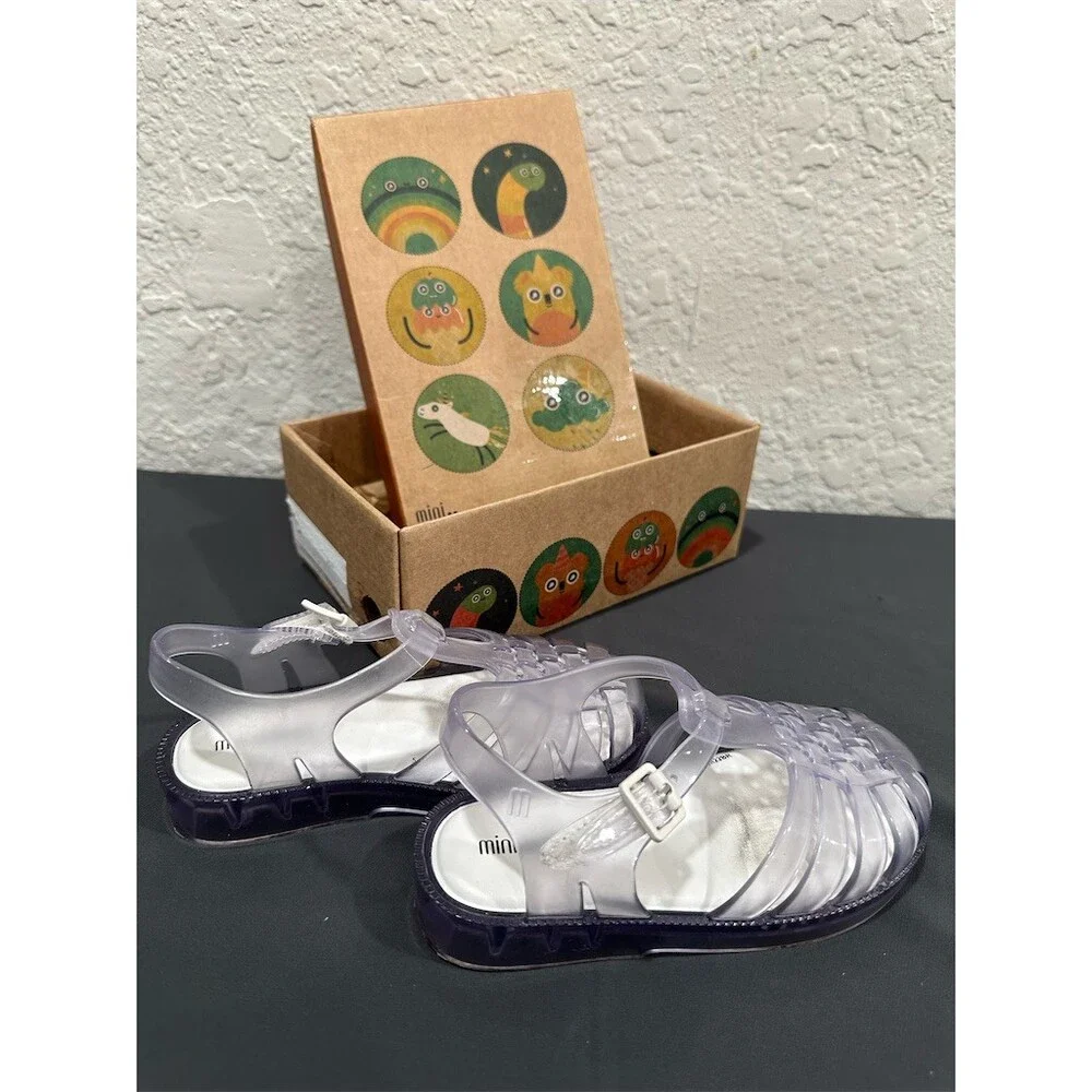 Mini Melissa Fisherman Mary Jane Sandals Girls Size 10 Clear w/ Box